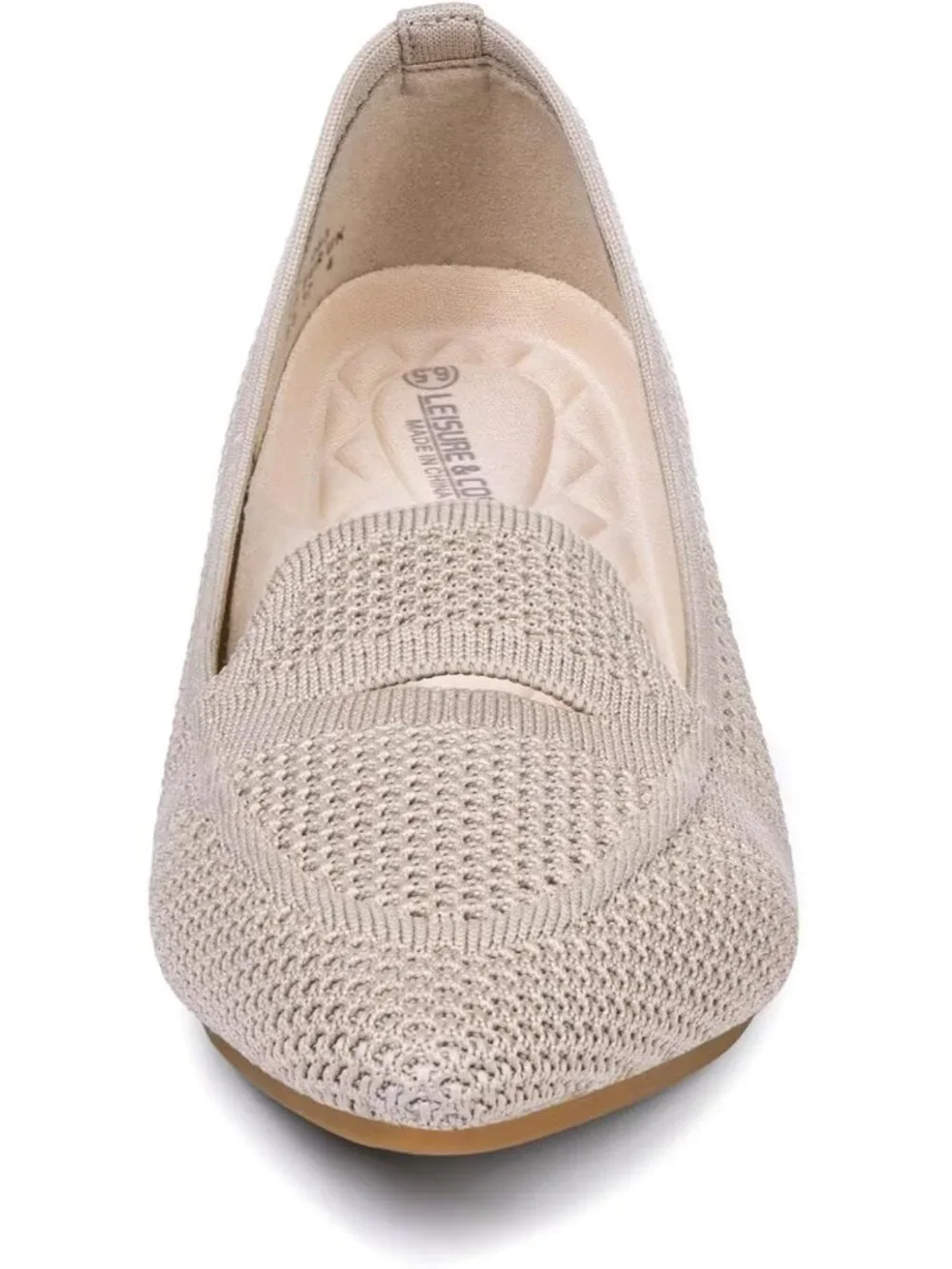 Womens Camel Pointed Toe Penny Dressy Ballet Knit Mesh Slip On Flat Loafer Shoes
